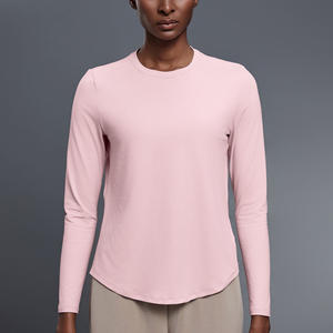 Tiaose kaus Yoga serbaguna wanita, pakaian lengan panjang longgar leher bulat, atasan olahraga kebugaran kasual musim gugur - Product Image 5