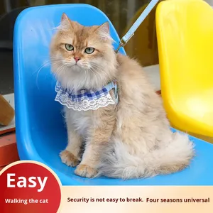 Arnés Nuevo para Mascotas, Perros y Gatos, con Diseño de Encaje y Cuadros, Correa de Pecho, Poliéster, Anti-Escape, Transpirable, para Gatitos - Product Image 2