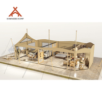 Tente de luxe sauvage Kawagebo Kamp (KK) 42' x 30' pour 1 à 4 personnes en toile PVC/PVDF, style safari, glamping, lodge, villa
