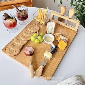 Bamboo Cheese <b>Board</b> Set With <b>Tools</b> Round Serving Tray For Cheese And Fruit Multi Functional Cutting <b>Board</b> - Product Image 5