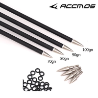 Pointe de flèche de tir à l'arc en acier inoxydable 70/80/90/100/125/150/175/200 grains, ID 6,2 mm, pour arbalète, avec tige en aluminium, accessoire de tir à l'arc