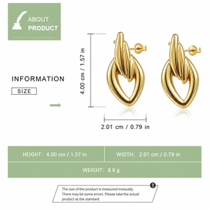 ต่างหูแบบเปิดลายฉลุหลายชั้น สแตนเลสสตีลชุบทอง 14K แบบสุญญากาศ ต่างหูห้อยทรงประติมากรรม - Product Image 2