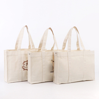 Sac fourre-tout en coton biologique uni imprimé sur mesure, grand sac de transport réutilisable en toile de coton avec logo pour les amateurs de livres
