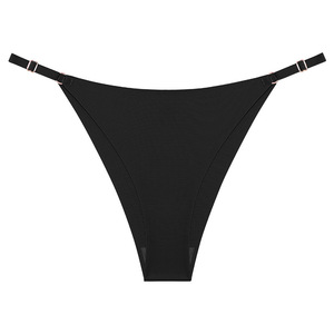 Culotte string en V de grande taille, taille basse, une pièce, avec boucle d'anneau, sans trace, culotte string tricotée à ceinture fine et taille basse - Product Image 6