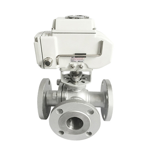 COVNA DN80 3 pouces 3 voies à port en L 24V CC Type à bride Acier inoxydable CF8M Vanne à boisseau sphérique motorisée - Product Image 1