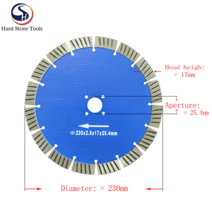 Hoja de sierra Turbo YOUHE de 9 \ "de 230*22,23 MM de ancho con orificio para gotas de agua OEM personalizable para corte Industrial de hormigón y granito - Product Image 5