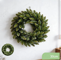 Corona Navideña Artificial de Agujas de Pino, 30/40/50/60 cm, Corona de Pino Verde Grande para Decoración Navideña en Interiores y Exteriores