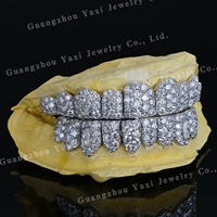 Grillz et grilles dentaires haut de gamme en argent S925, coupe ovale, certifiées par un tiers, style Hip Hop Bling, pour hommes, femmes et unisexe