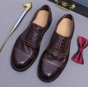 Chaussures en cuir avec empiècements élastiques et talon résistant à l'usure, chaussures à lacets pour hommes, chaussures habillées - Product Image 6