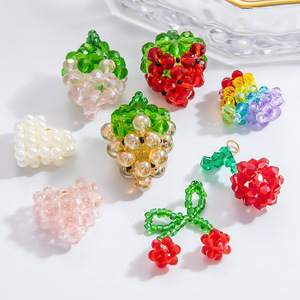 Composants de bijoux en verre motif raisin et cerise pour la fabrication de boucles d'oreilles, formes variées, accessoires DIY, Automne 2024, Origine Yiwu - Product Image 1