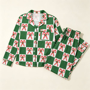Conjunto de Pijama Navideño para Mujer, Algodón, Manga Larga, Ropa de Dormir para las Fiestas, Suave y Transpirable, Ropa de Casa - Product Image 3
