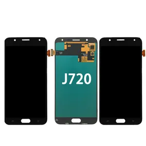 سوبر Amoled شاشات LCD لسامسونج غالاكسي J7 الثنائي 2018 J720 J720F شاشة الكريستال السائل مجموعة المحولات الرقمية لشاشة تعمل بلمس