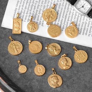 Pendentif religieux Vintage en or pour hommes, pièce de monnaie en acier inoxydable, pendentif de la médaille au Portrait de jésus, bijoux de la vierge marie - Product Image 4