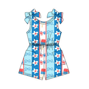 Conjunto Infantil GSSO3610 Personalizado para Niña, Diseño Casual sin Mangas con Estampado de Sandía Rosa y Rayas de Limón, Venta al Por Mayor - Product Image 4