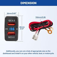 Cargador de Coche Compatible con Camry A77QC, 12-24V, 2 Puertos, Voltímetro con Pantalla de Voltaje, Doble Puerto USB QC3.0 para Toyota