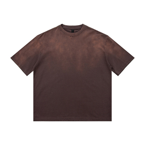Custom Men's Old Street Hip Hop <strong>Half</strong> <strong>Sleeve</strong> <strong>T</strong>-<strong>Shirt</strong> Heavyweight Terry Fabric Vintage Gradient Print Loose <strong>T</strong> <strong>Shirts</strong> - Product Image 3