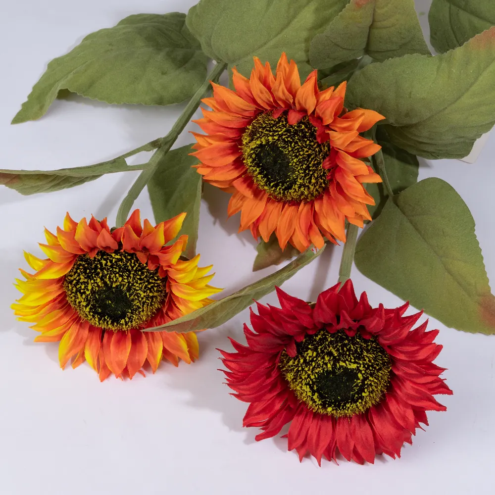 Bruiloft Decoratie Kunstmatige Zonnebloem Groothandelsprijs Huis Nieuwjaar Decoratie 5 Inch Nieuwjaar Met Gele Abrikozenbloemen