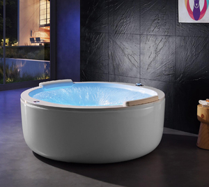 Bañera de Hidromasaje Redonda Independiente para Villas y Hoteles <span class=keywords><strong>Spa</strong></span>, Bañera Circular de Burbujas de Acrílico Sólido - Product Image 4