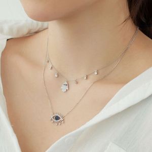 Dylam Belief Protection Symbol Fine Fashion Jewelry <b>Solid</b> S925 <b>Silver</b> Link Chain Evil 5A Zirconia Blue Eyes Pendant <b>Necklace</b> - Product Image 2