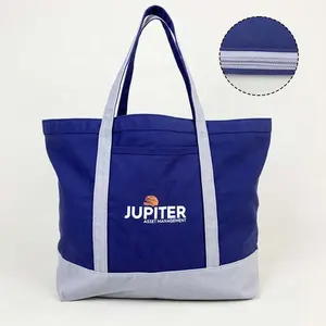 Extra große retro-Schüler-Schulterstrandtasche Reißverschluss individuell bedrucktes Logo trifffarbene Patchwork-Leinwand-Baumwoll-Tote-Taschen zum Einkaufen