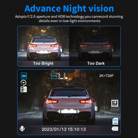 Caméra de tableau de bord 24H avec 3 caméras 2K+720P+720P, vision nocturne IR, batterie de stationnement 24h, pour voitures