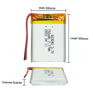Şarj edilebilir <span class=keywords><strong>lipo</strong></span> pil 603443 <span class=keywords><strong>703040</strong></span> 850mah 723048 1100mah lityum iyon batarya 3.7v 750mah 603040 800mah - Product Image 2