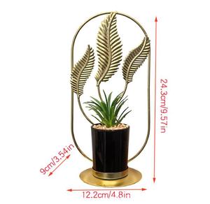Décoration de Table Artistique pour <span class=keywords><strong>Maison</strong></span> et Intérieur, Salon et Chambre, en Métal Fer Forgé Doré, Support de Fleurs en Pot - Product Image 4