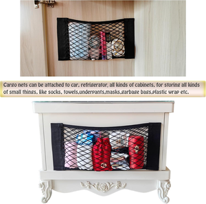 Paquete <span class=keywords><strong>de</strong></span> 4 Redes Organizadoras para Maletero <span class=keywords><strong>de</strong></span> Automóvil con Cinta Adhesiva Mágica, 12+ Compartimentos, Malla <span class=keywords><strong>de</strong></span> Poliéster (Mismo Tamaño) - Product Image 5