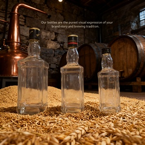 Bouteille de spiritueux de luxe 200ml 300ml 500ml en verre transparent Super Flint pour Whisky Vodka Tequila Brandy Gin avec logo personnalisé - Product Image 3