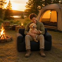 Canapé gonflable électrique avec pompe amovible pour le camping, canapé pneumatique en PVC rechargeable avec lumière et batterie externe, capacité de charge de 300 kg