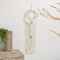 Bohème macramé coton cordon tenture murale mauvais œil attrape-rêves avec pendentif en pierre de cristal Boho tissé macramé pour chambre