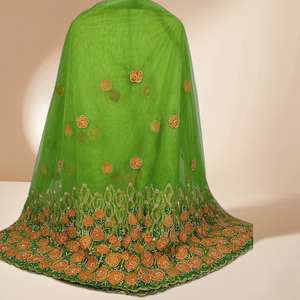 Best Quality Latest Fashion Nigerian Net <b>Lace</b> Fabric With Embroidery & Stone Work On Floral Pattern Anti-static Fabric Partywear - Product Image 2