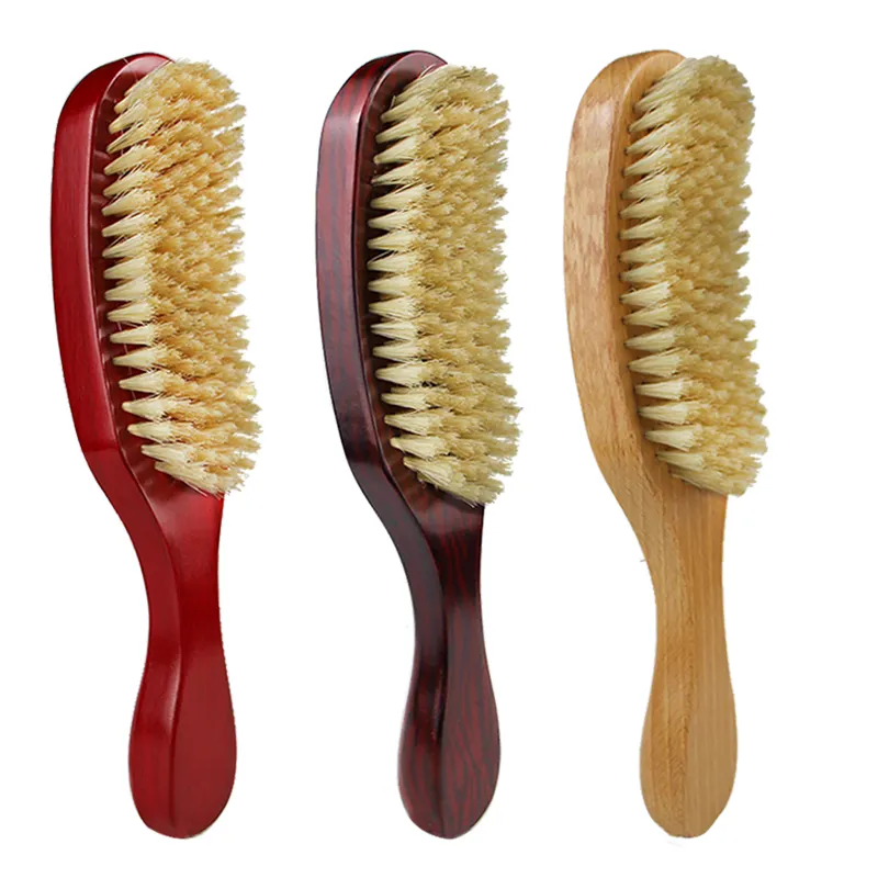 Masterlee özel logo ahşap sakal tarağı kurulu kıl saç fırçası sakal fırçası 360 dalga fırça