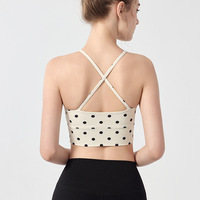 Soutien-gorge de sport pour femme à col à volants et dos croisé avec coussinets doux, débardeur de yoga, haut d'entraînement pour la salle de sport