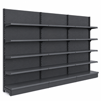 Étagère de supermarché simple face, gondole, panneau perforé réglable, en acier laminé à froid thermolaqué, présentoir de vente au détail