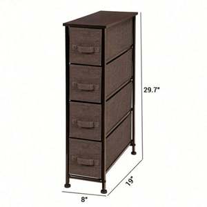Organizador Moderno con Ruedas y Cajones de Tela No Tejida, Mesita de Noche para Dormitorio, Organizador de Escritorio de Cuero con 3 Cajones - Product Image 3