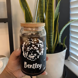 Đa chức năng bia sữa Ice Cream <span class=keywords><strong>cup</strong></span> Borosilicate cốc thủy tinh 12oz 16oz cốc thủy tinh với nắp tre và rơm - Product Image 4