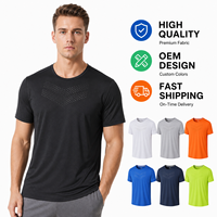 T-shirt de sport pour homme, design personnalisé OEM premium, logo, séchage rapide, léger, respirant, anti-boulochage, performance pour la course à pied