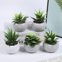 Planta Suculenta Artificial de 9x10.5cm, Ecológica, de Alta Simulación, en Maceta Blanca de Plástico Verde, Decoración de Escritorio para Interiores y Exteriores