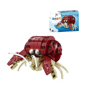 144 Stück/BOX Ozean-Tieren-Serie Laut den Wünschen  Große Bausteine Comic-Eermite Krabben-Spielzeug zu verkaufen