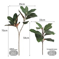 Rangkaian Bunga Daun Magnolia Simulasi Poliester Cetakan Injeksi Timbul 3D Gaya Cina Baru untuk Dekorasi Rumah