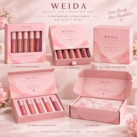 Boîte de gloss à lèvres en carton à marque privée, emballage cadeau cosmétique à cinq fenêtres