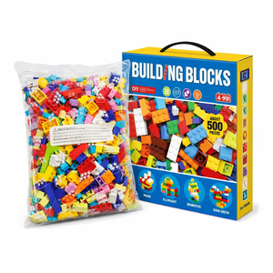 Ensemble de blocs de construction très vendus, 500 pièces, blocs en plastique ABS, briques colorées, jouet créatif DIY, compatible avec les grandes marques - Product Image 1