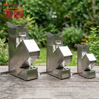 Poêle fusée moderne en acier inoxydable facile à nettoyer, portable, détachable, pour chauffage et cuisson au bois en camping, avec bac à cendres, toutes saisons