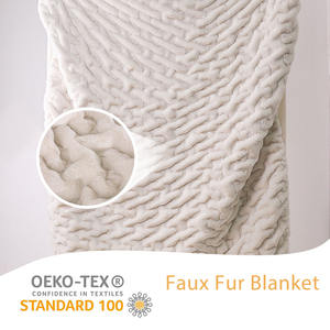 Dikdörtgen Suni Kürk Battaniye Rahat Lora Çift Taraflı Büzgülü Suni Tavşan Kürkü Battaniye Ev Otel İçin - Product Image 3