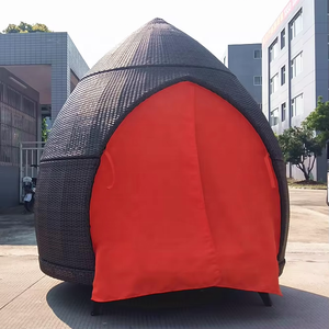 Chaise longue en rotin pour l'extérieur Lit d'extérieur à baldaquin imperméable pour la <span class=keywords><strong>piscine</strong></span> Cabine patio avec rideau Lit rond de grande taille - Product Image 5