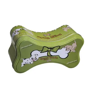 Irregular bone shaped Pet food metal container doggy snack can cat treats tin box