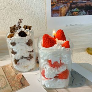 Bougie aromathérapeutique en forme <span class=keywords><strong>de</strong></span> tasse, bougie gâteau à la crème <span class=keywords><strong>de</strong></span> fraise, bougie créative mignonne en forme <span class=keywords><strong>de</strong></span> <span class=keywords><strong>glace</strong></span> au chocolat, bougie aromathérapeutique pour les amies - Product Image 2