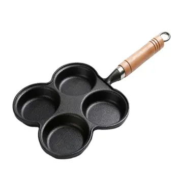 Factory Sell Direct Square Shape 4 cups iron cast non stick omelet frying pan