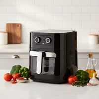 Friteuse à air électrique mécanique 10L pour la maison, à économie d'énergie, avec protection contre la surchauffe, sans huile, four grille-pain visible